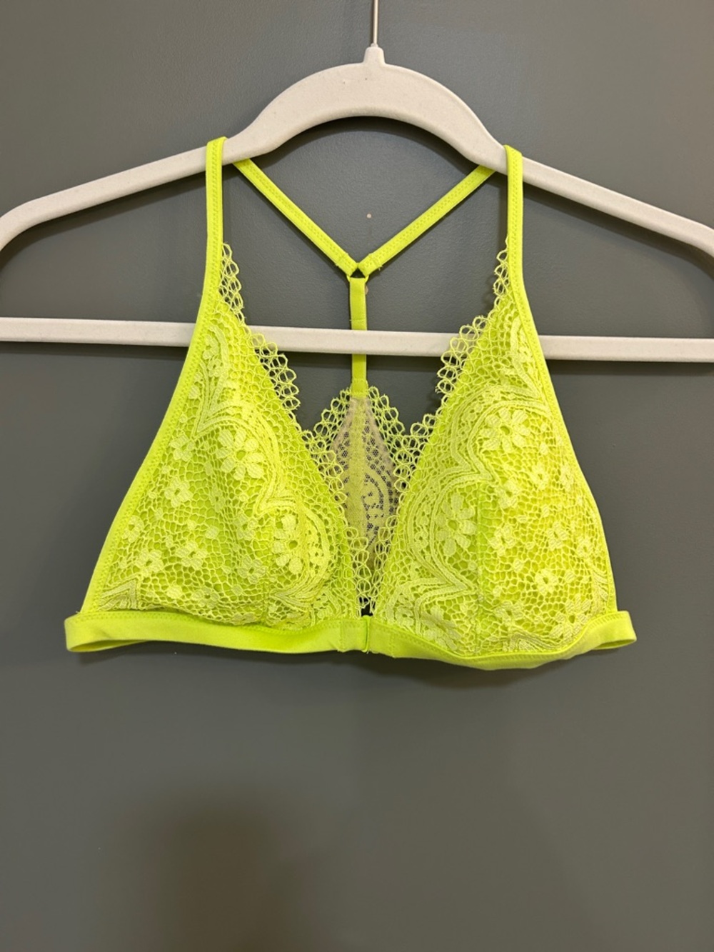 Victoria's Secret Neon Lace Triangle Bralette - bright yellow size Medium NWOT